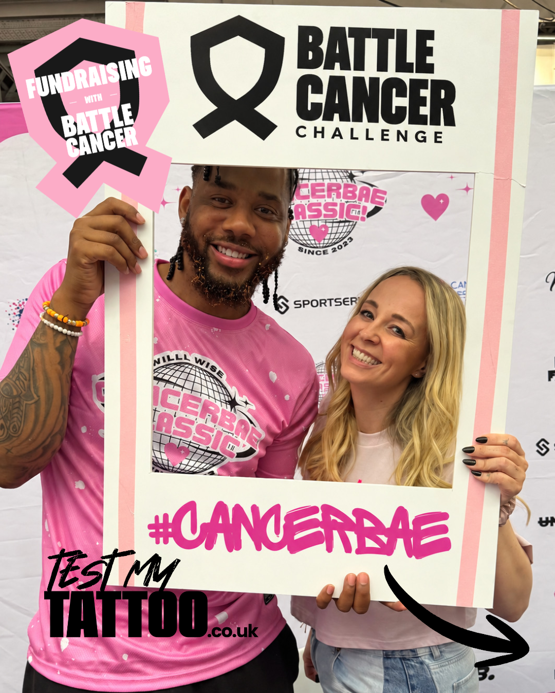Will Wise and Lizzie Gale from CancerBae supporting the Battle Cancer fundraising challenge.