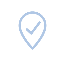 Icon of a location pin with a checkmark inside it.