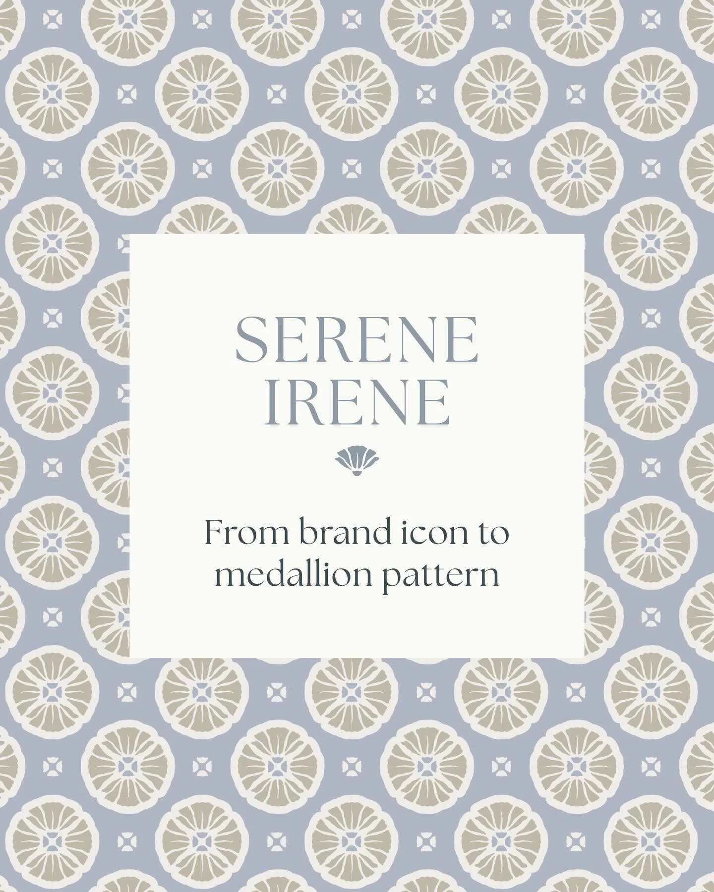 Inspired by the beauty of Mediterranean coastal aesthetics, I transformed my brand&rsquo;s signature poppy icon into a bespoke geometric medallion pattern. I envision this pattern elevating aspirational spaces, such as this vanity for a Serene Irene 