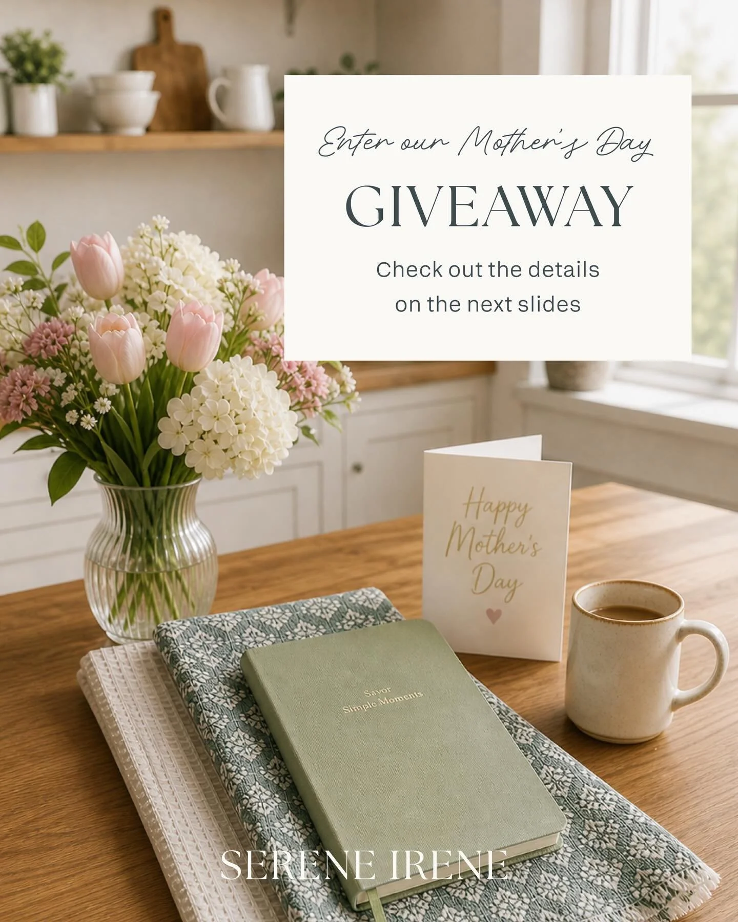 A thoughtful gift for the ones who mean the most 🤍💐

We&rsquo;re celebrating Mother&rsquo;s Day with a serene giveaway&mdash;featuring our Savor Simple Moments Journal and a set of our Sage Damask Tea Towels. A beautiful pairing designed to bring c
