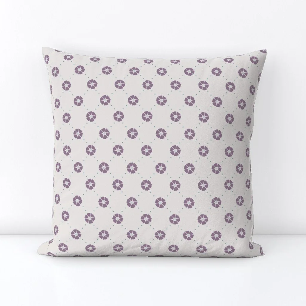 Floral Diamond Plum Throw Pillow
