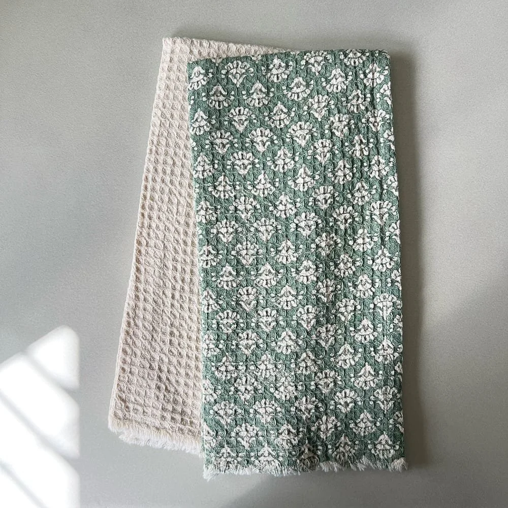 Damask Tea Towel - Sage