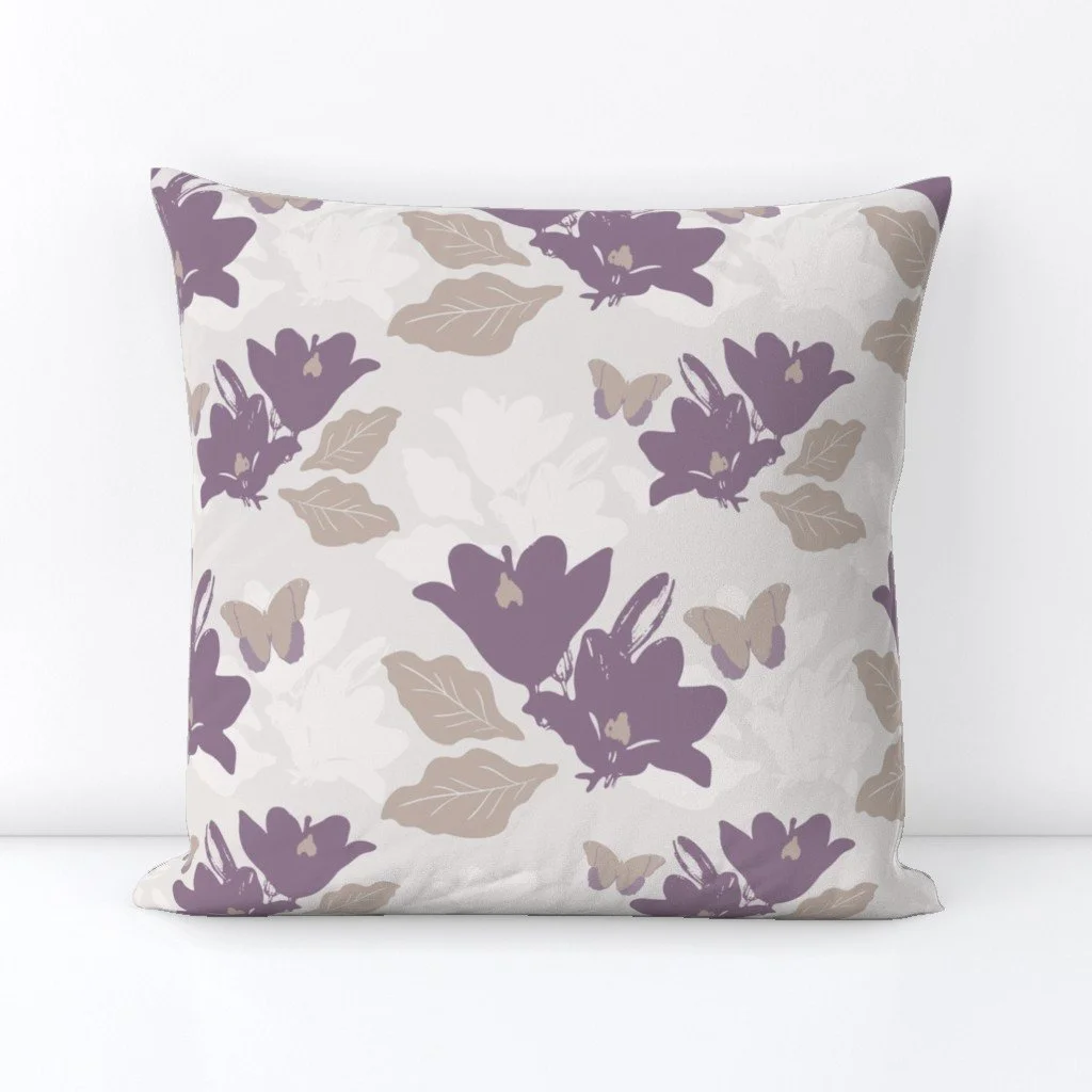 Lily Garden Plum Throw Pillow