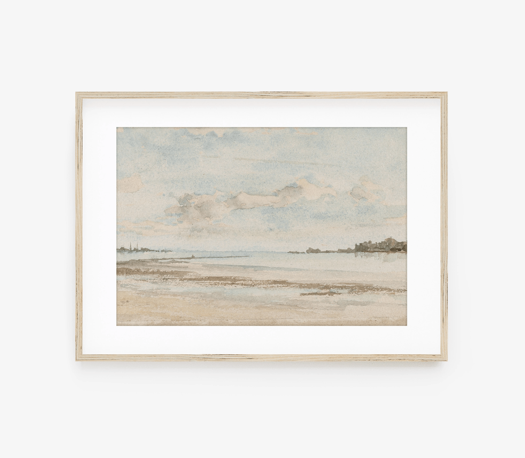 Vintage Coast Landscape View | Muted Blue Art Print