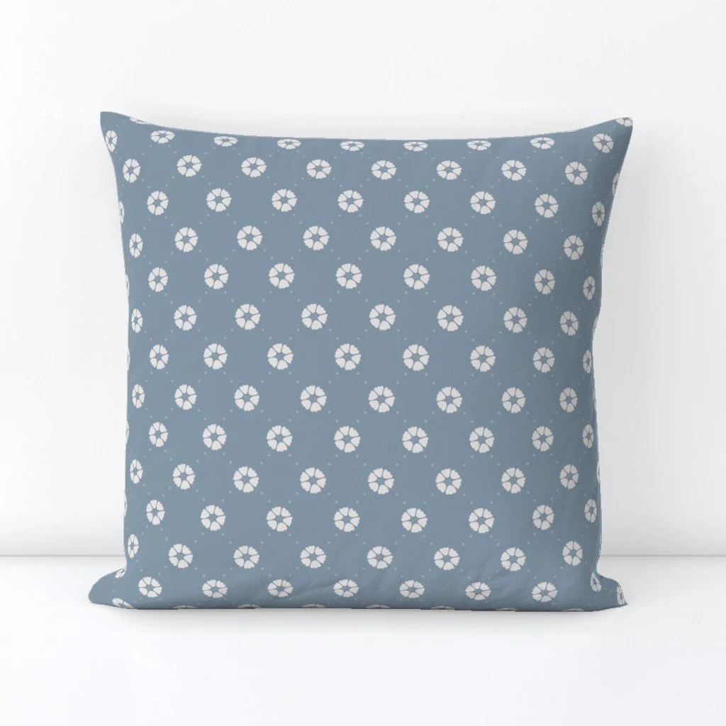 Floral Diamond Blue Throw Pillow