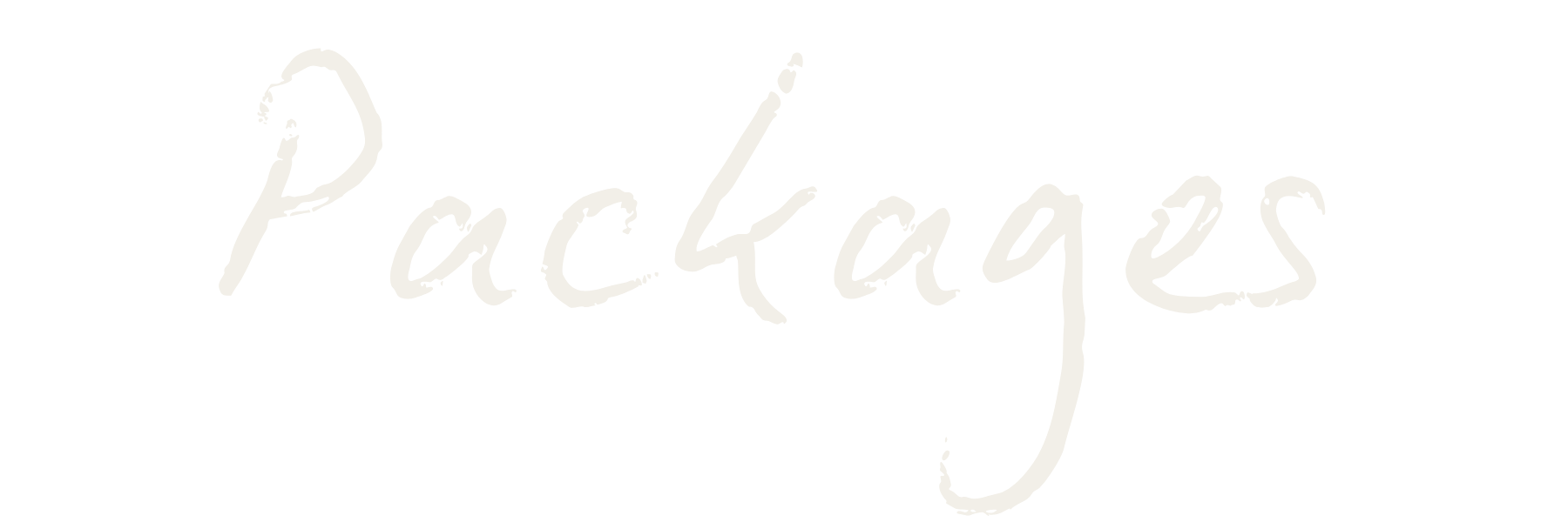 Stylized handwritten word 'Packages' in light font on a dark background.