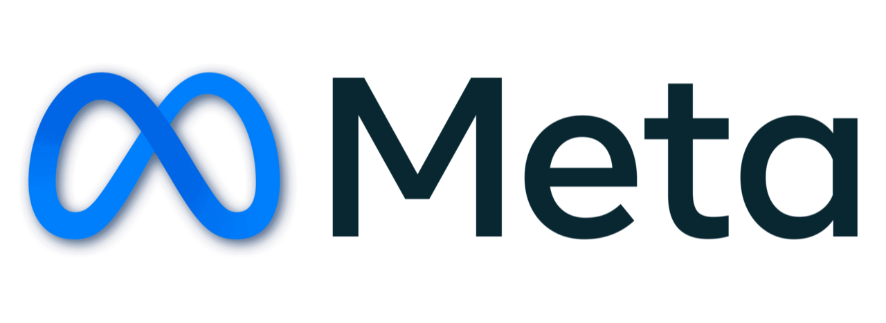 Meta logo with text "Meta" in black next to a blue infinity symbol.