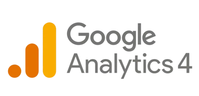 Google Analytics 4 logo with a bar chart icon and text.