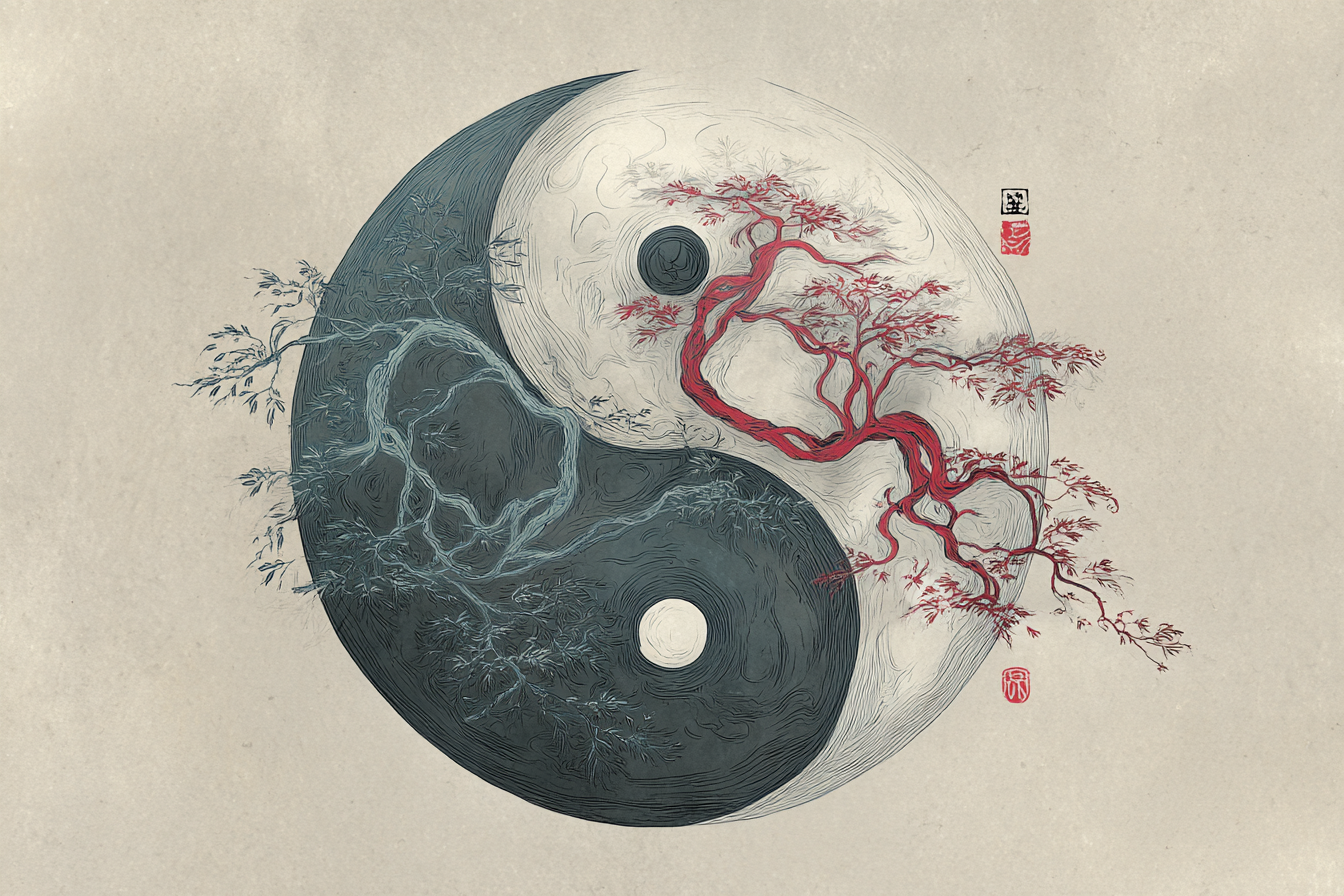 Traditional Chinese art depicting the Yin and Yang symbol, representing the balance and harmony foundational to The Gentle Needle Guy’s acupuncture and healing philosophy in Brisbane.