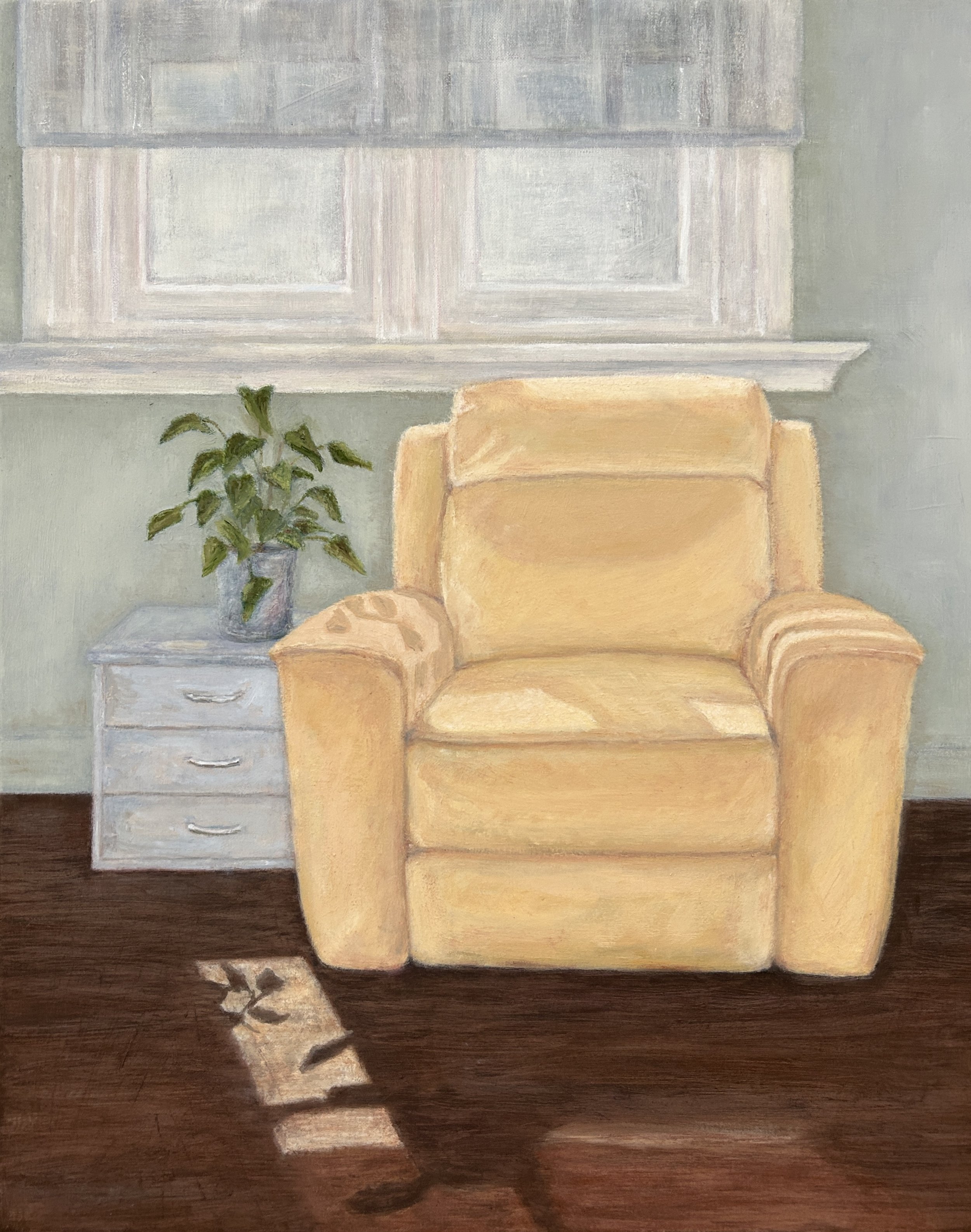 Untitled (empty chair) 2026, Oil on canvas 50x40cm framed