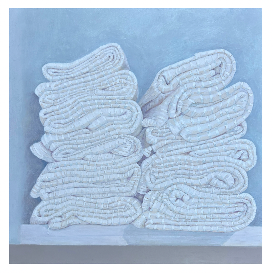 Untitled (folded hospital blankets)
Oil on canvas
63x63cm
Framed
