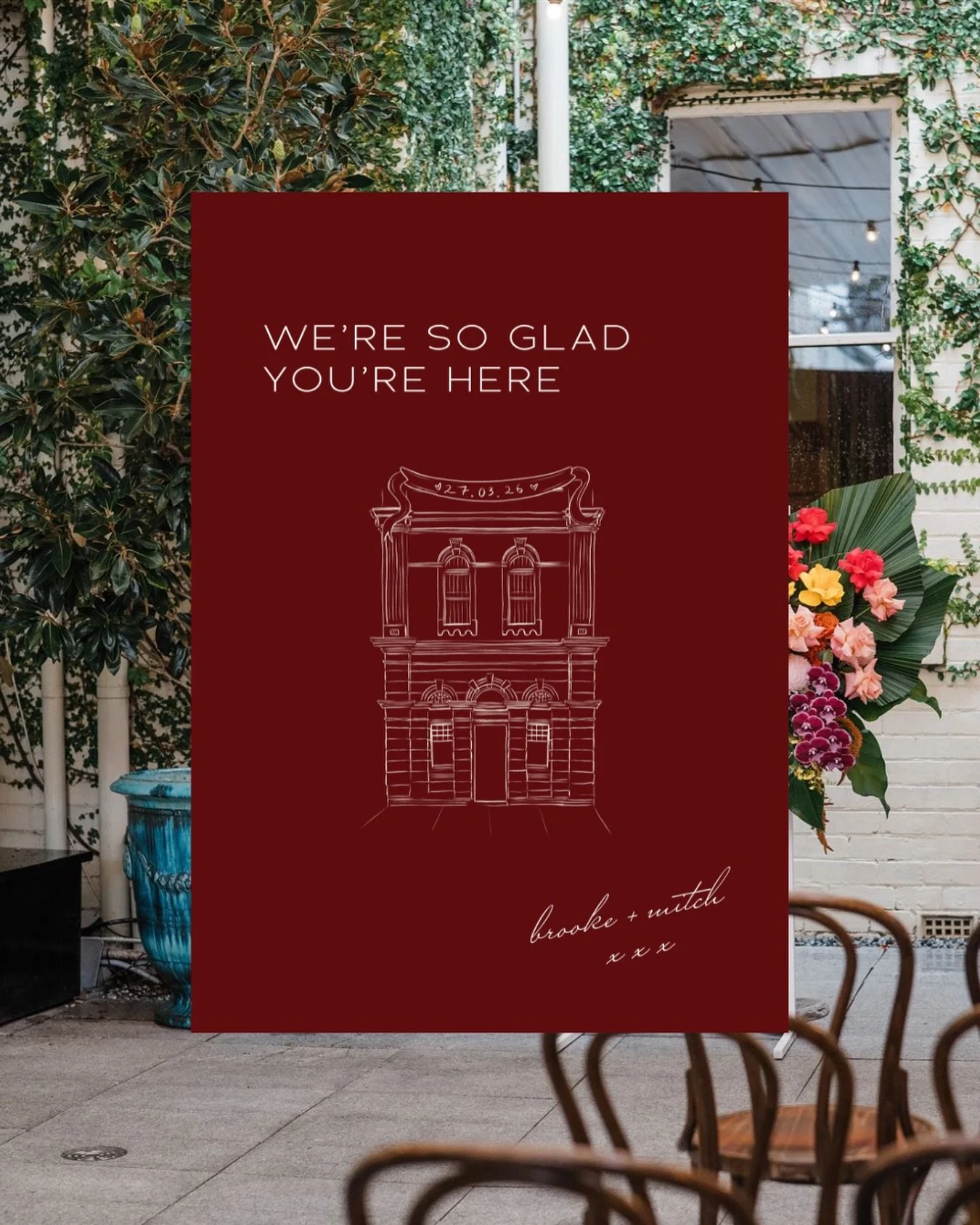 Special one for Brooke &amp; Mitch&rsquo;s beautiful day ❤️ 
Bookings open for the 26/27 wedding season! 🌼

Custom illustration of @guildhall_eventspace and signage: @studio_basell 
Photography: @peggysaas