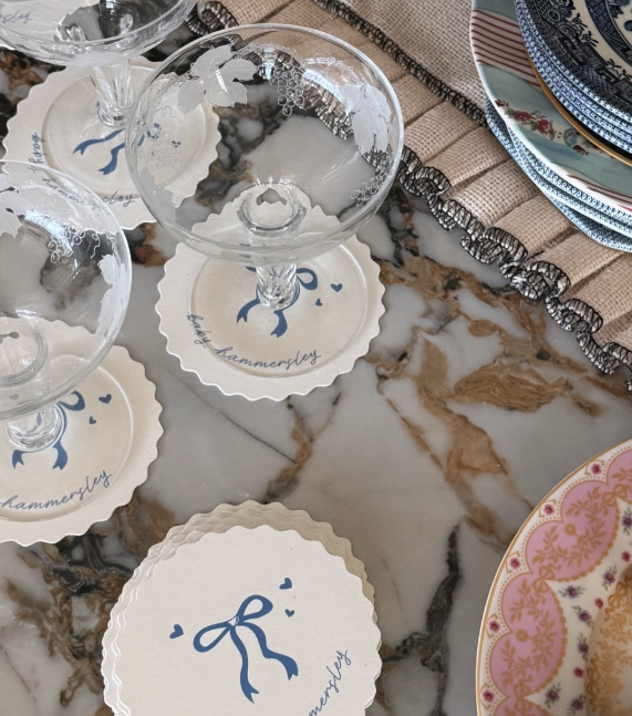 Custom die-cut coasters.