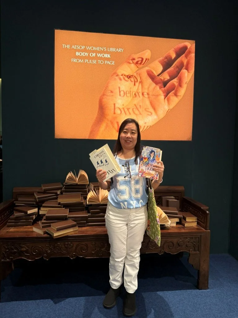 Two books collected at Aesop Women's Library 2026, one for the writer and one for a friend