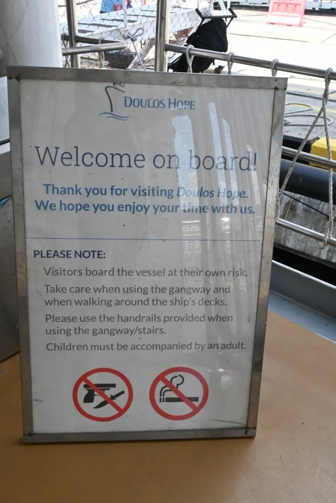 Doulos Hope welcome on board sign gangway Port Klang Malaysia