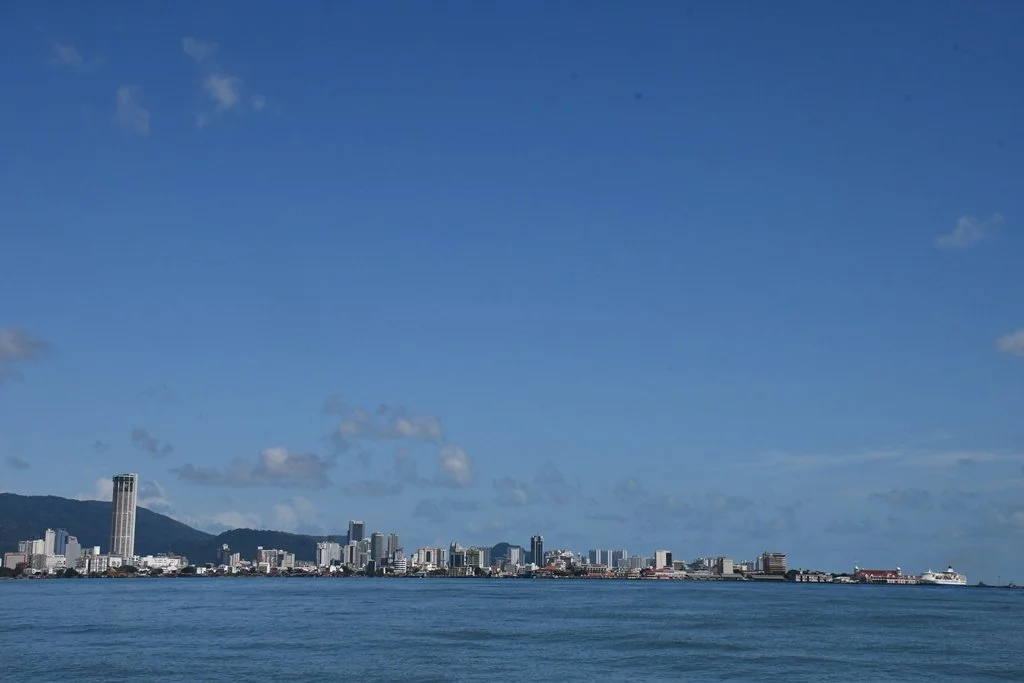 View of Penang Island from the ferry approaching Pengkalan Weld Jetty