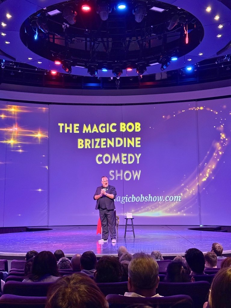 Bob Brizendine performing magic and comedy show on Day 4 aboard Celebrity Edge