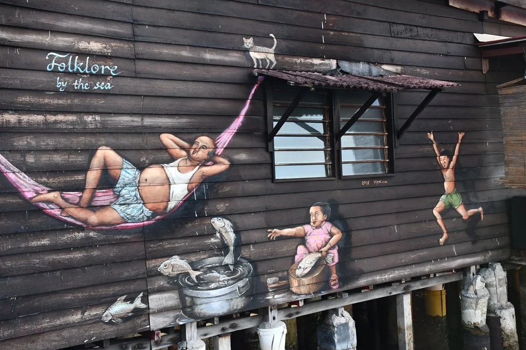Street art mural at Chew Jetty water village George Town Penang
