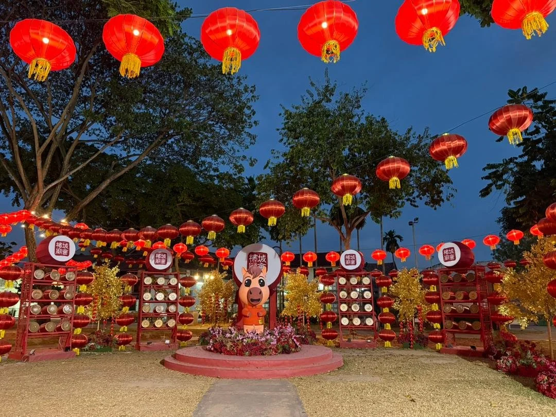 Chinese New Year lantern and drum decorations at Armenian Park