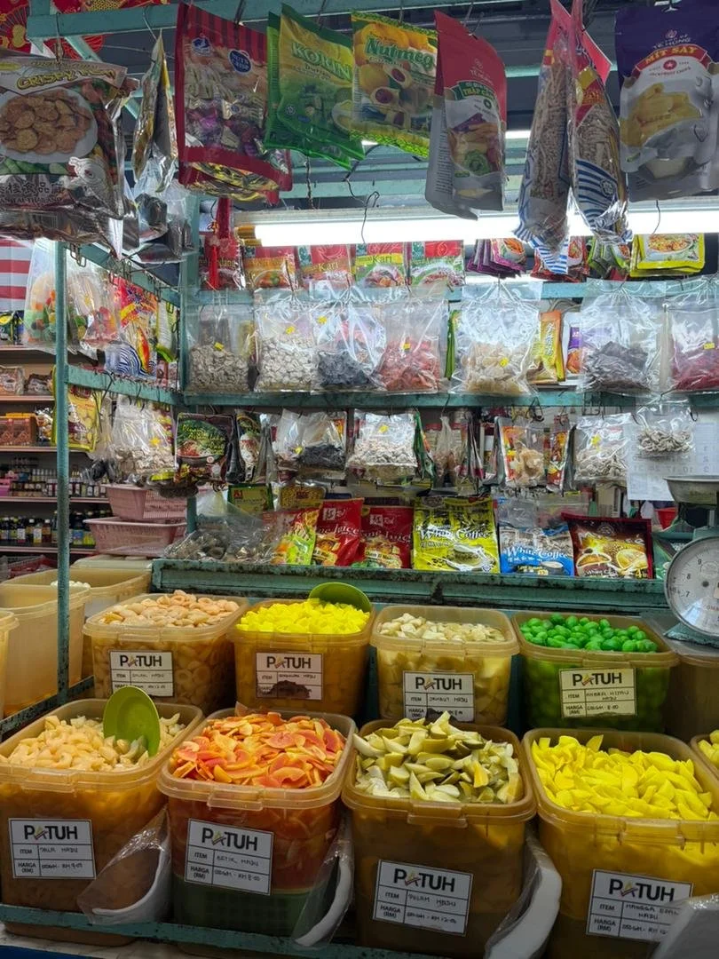 Pickled fruits buah jeruk for sale at Chowrasta Market Penang