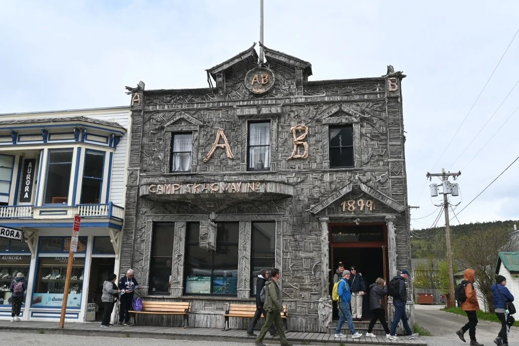 Arctic Brotherhood Hall facade covered with 8833 pieces of driftwood dating from 1899 in Skagway Alaska