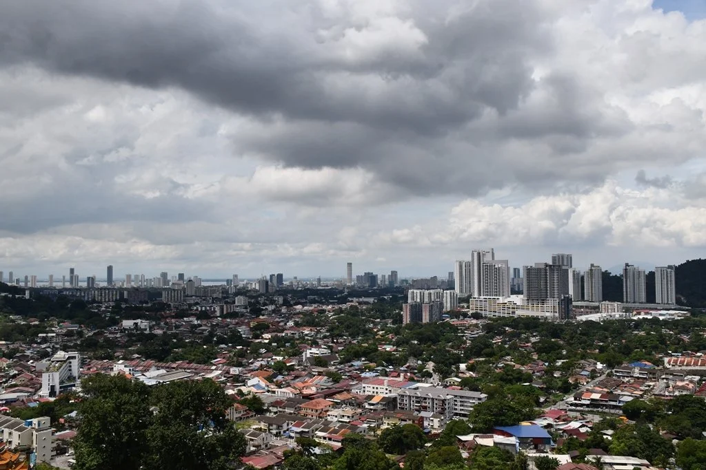 Panoramic view from the upper pavilion of Kek Lok Si Temple looking over Penang