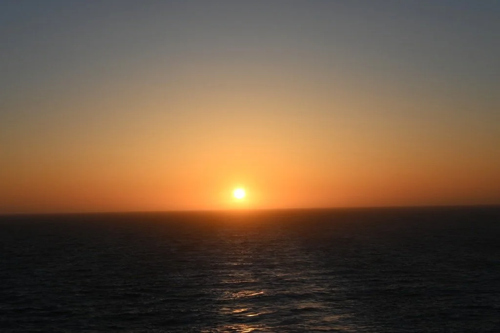 Sunset over the Pacific Ocean on Day 7 of Alaska cruise aboard Celebrity Edge