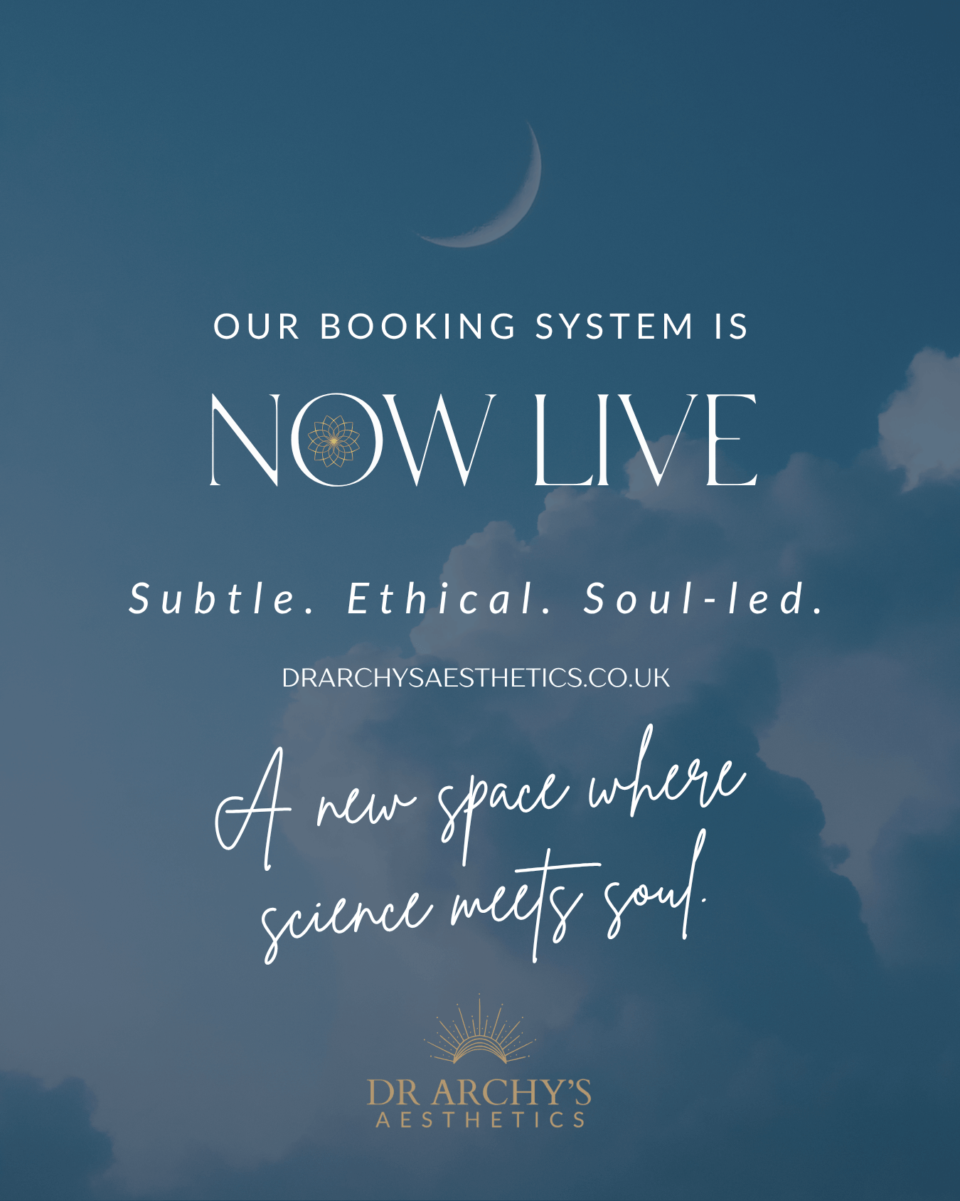 dr-archys-aesthetics-booking-launch-social-post-wild-mind-studios.png