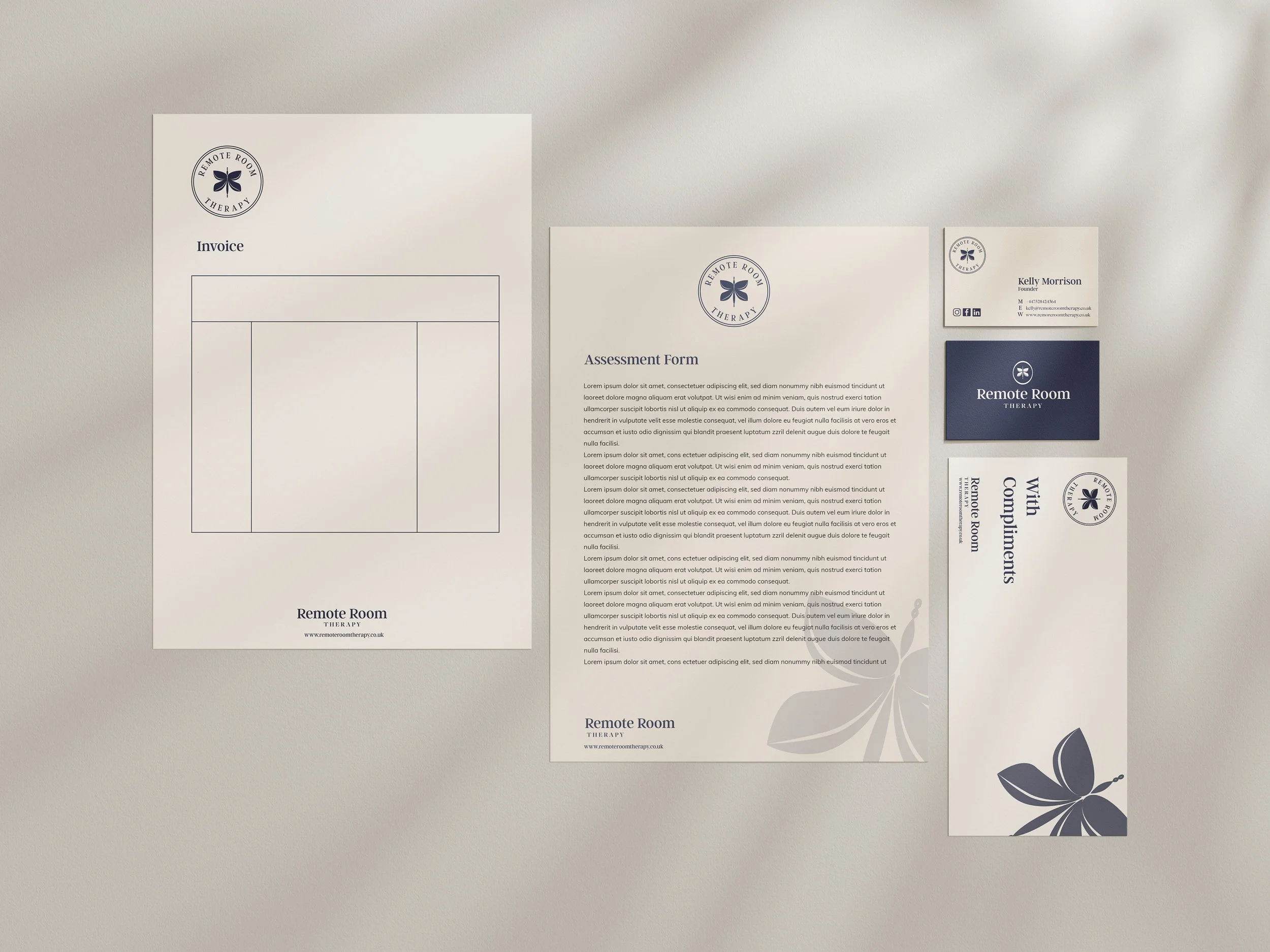 Remote Room Therapy | Stationery, brand identity