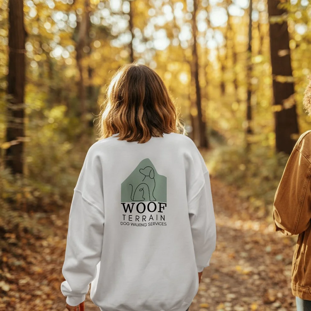 Woof Terrain | Branded sweatshirt, brand identity