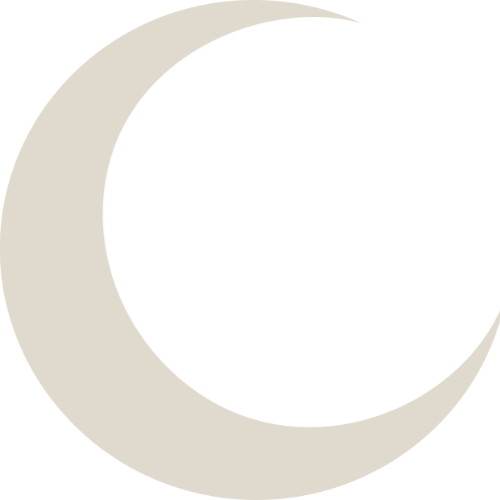 Crescent moon icon representing 1:1 energy support and Reiki healing sessions.