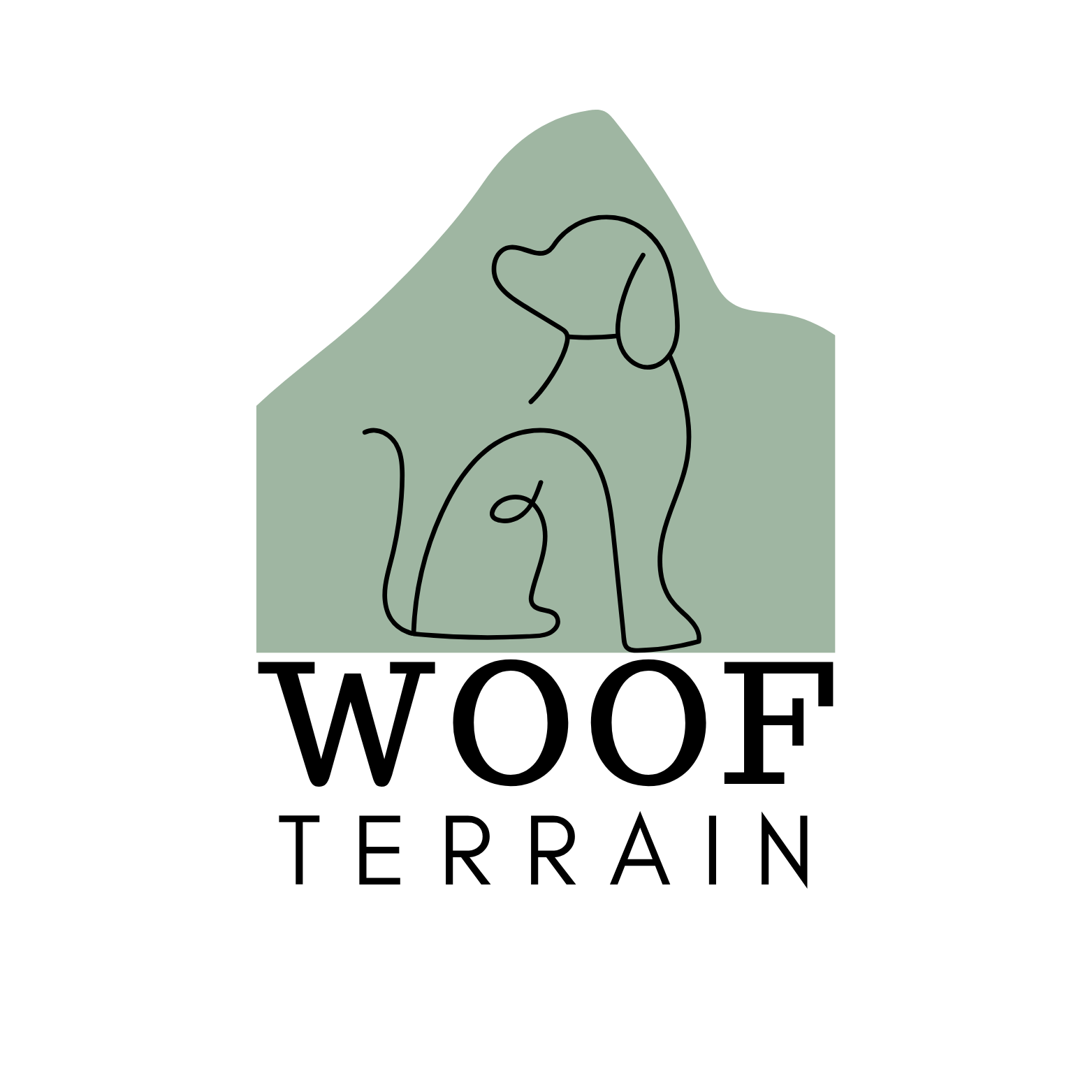 Logo Design for dog daycare and home boarding in The Lake District, Woof Terrain, by Wild Mind Studios