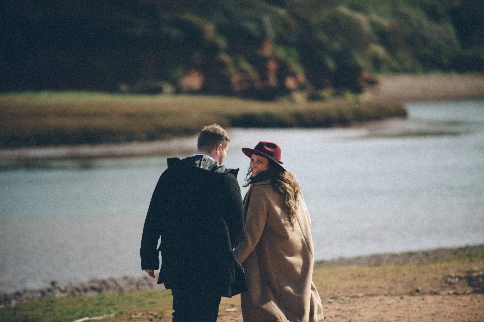 Amie Duke-Woolley and husband Matt walking by the lake in the Lake District