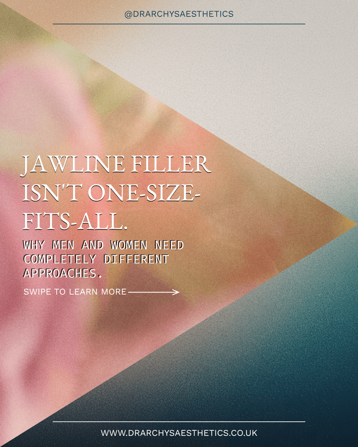 Dr Archy's Aesthetics Instagram post: 'Jawline filler isn't one-size-fits-all. Why men and women need completely different approaches' — social media content by Wild Mind Studios