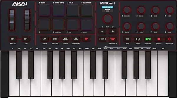 Akai MPK Mini IV USB MIDI Keyboard Controller, 25-Key, Black, Action Position Back