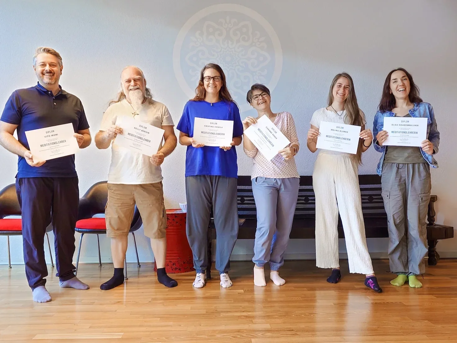 Abschlussfoto der Meditationslehrer Ausbildung in Olten – Mai 2025