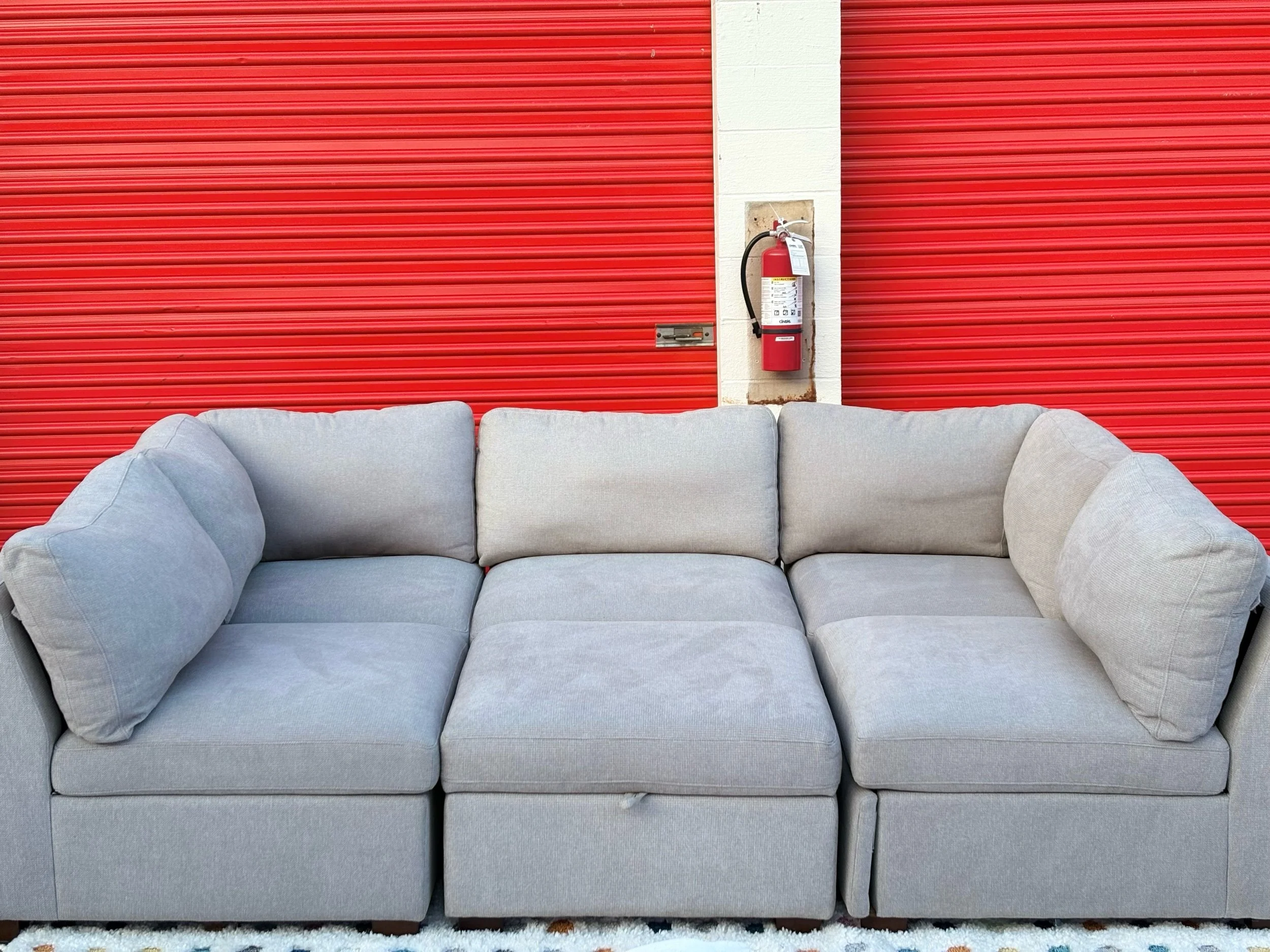 Thomasville (Rockford) 6 Piece Sectional with Power Footrest and Storage Ottoman