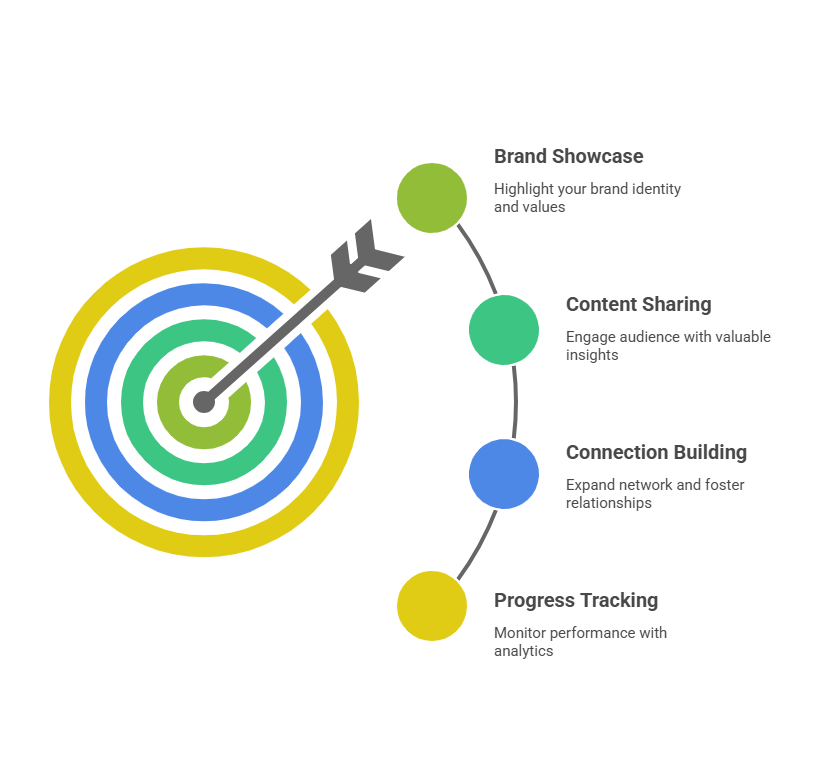 Diagram showing LinkedIn business profile benefits