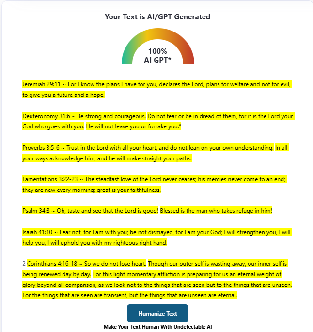 Bible being flagged as AI