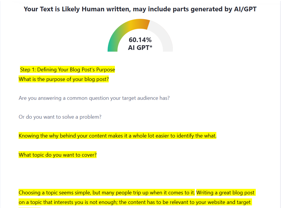 example of human written blog being flagged as ai-generated content