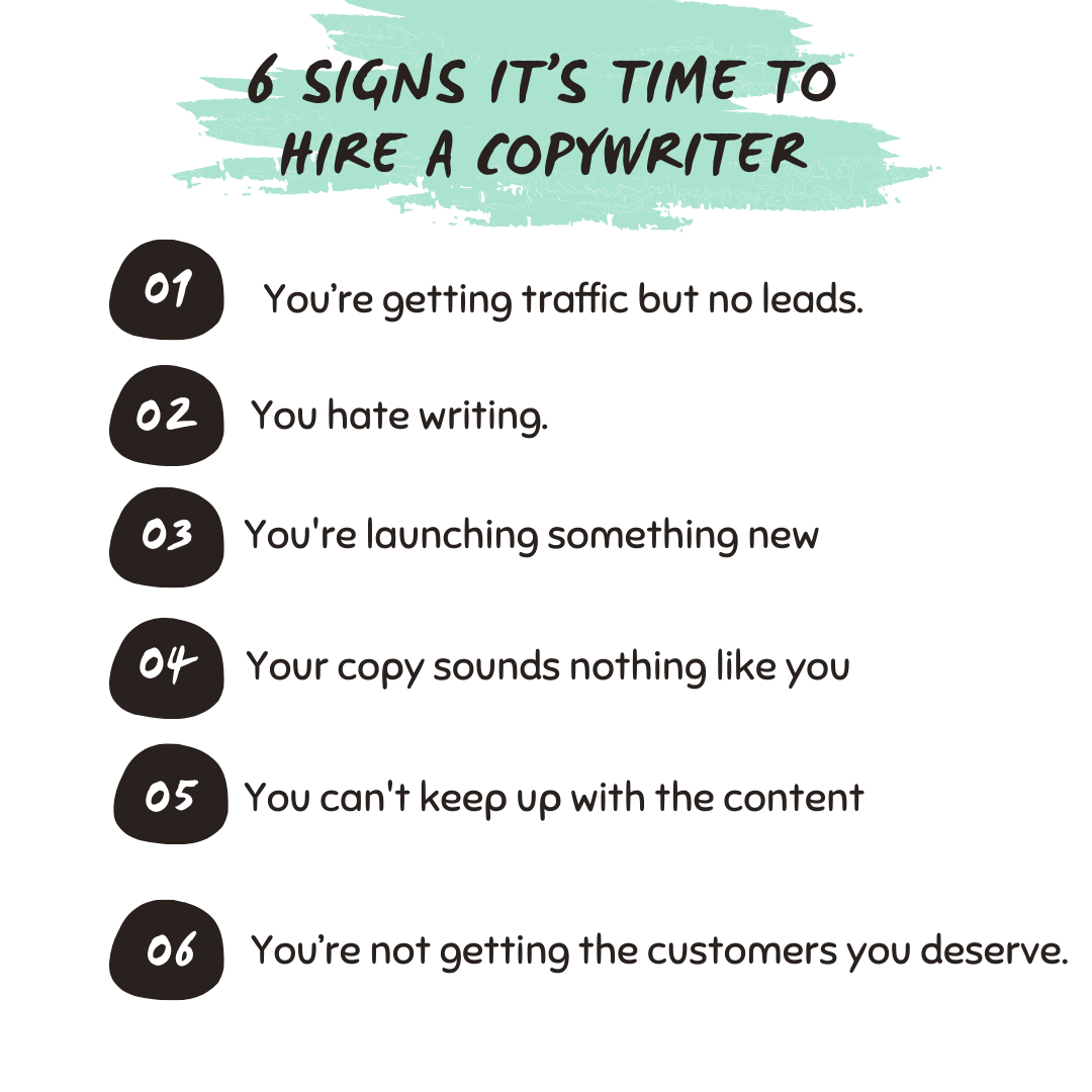 signs it's time to hire a copywriter infographic