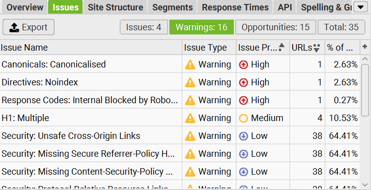 how to do a website audit with Screaming Frog screenshot