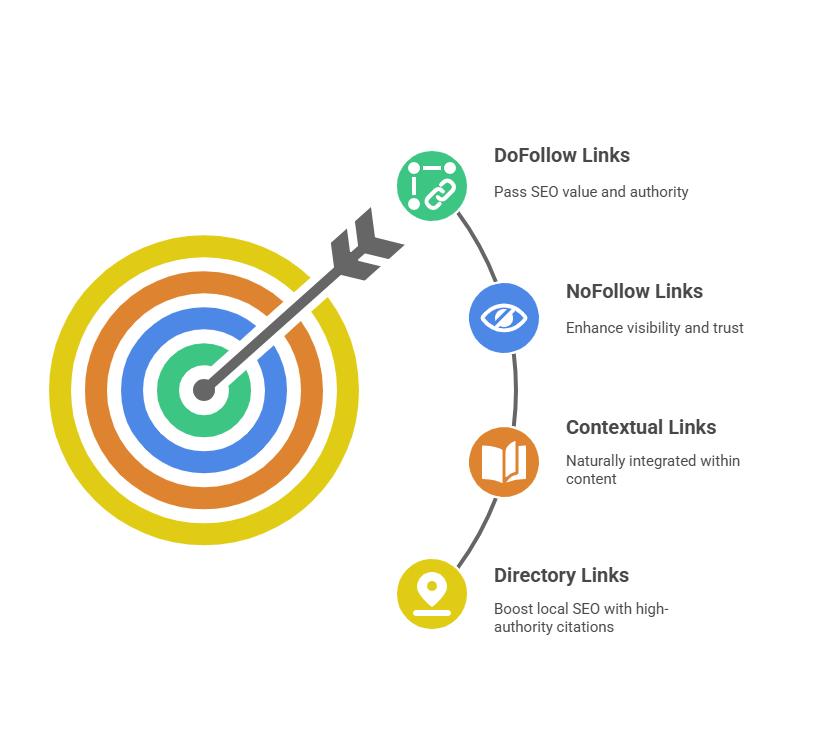 Napkin diagram showing different link types