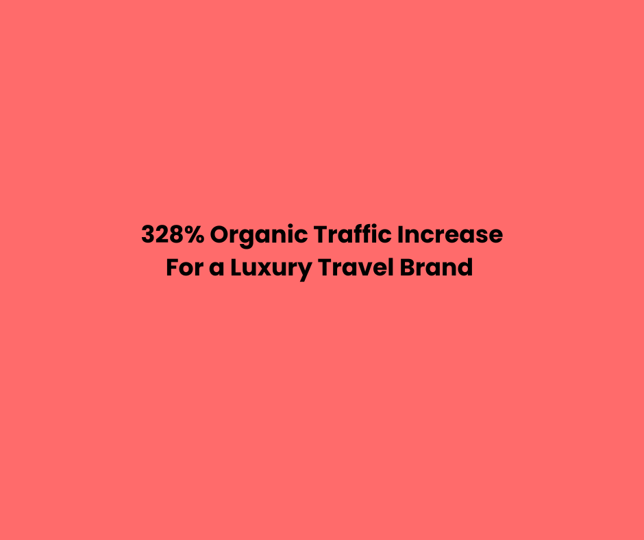 328% traffic increase text on a pink background