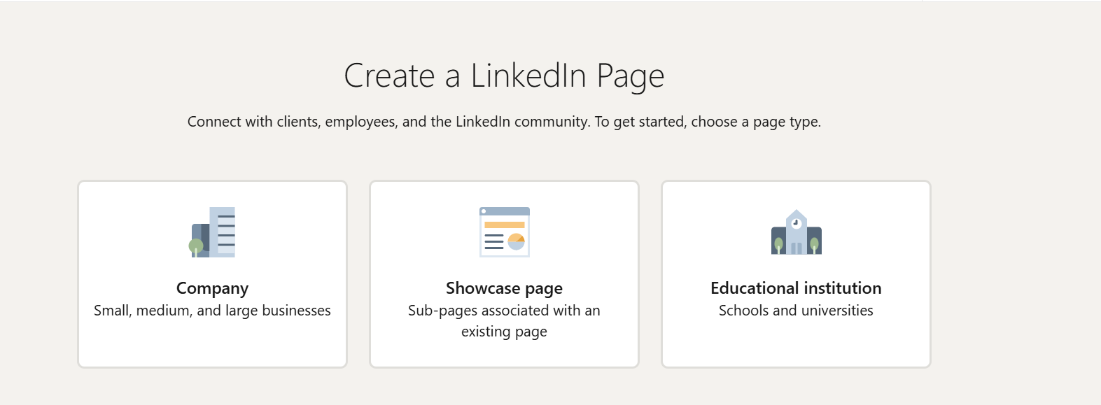 How to create a business profile on LinkedIn options
