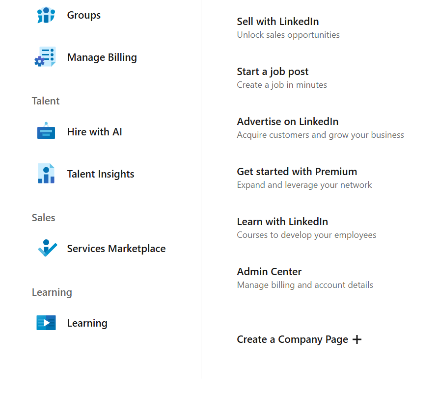 Screenshot of LinkedIn create company page