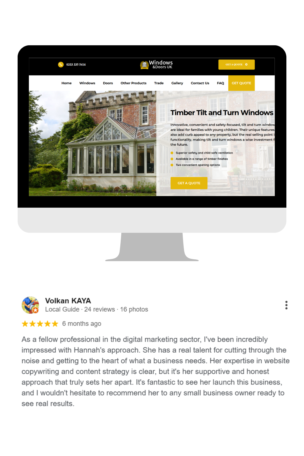 photo of Hannah O'Neills copywriting work