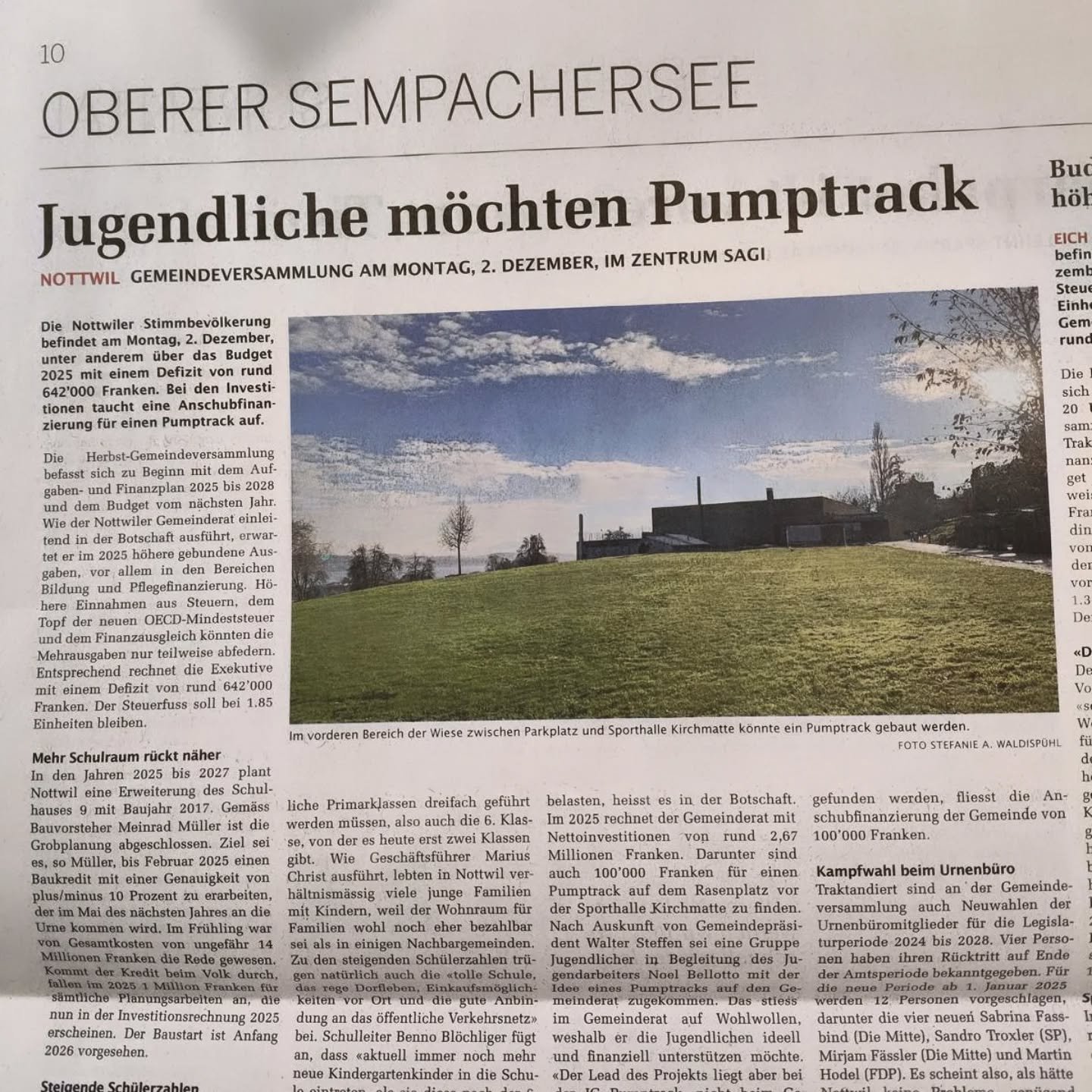 Wir freuen uns auf eine positive Stimmung bei der Gemeinde Versammlung am Montag abend.

Bis dann 

Gruss IG Pumptrack