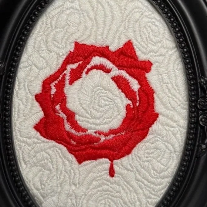 "crimson as a ruby was the heart"