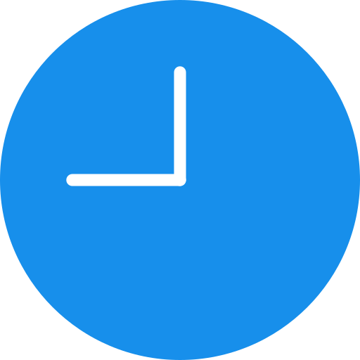 Blue clock icon showing 12:00.